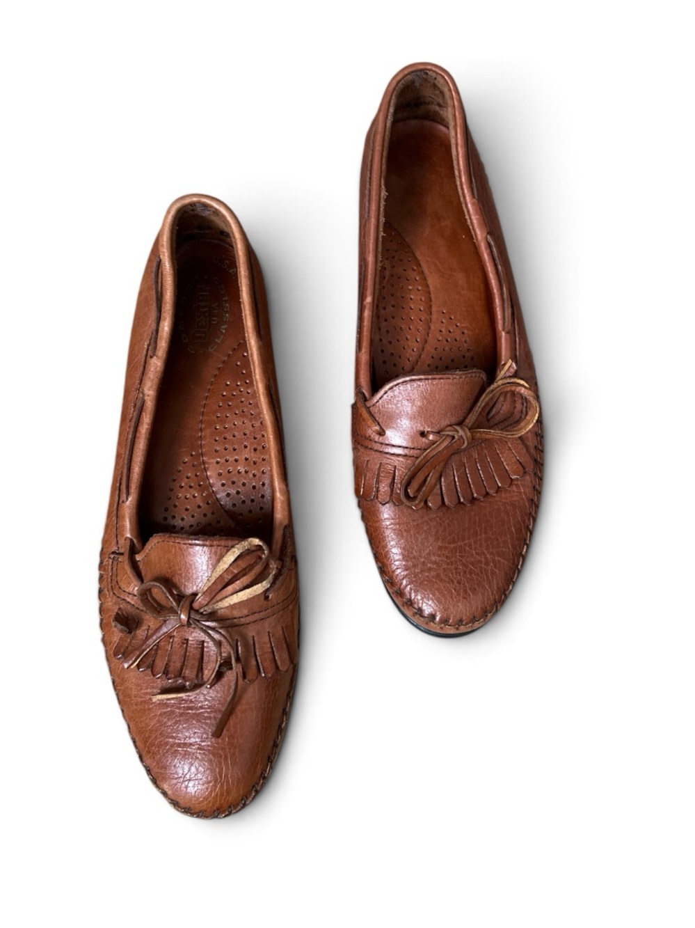 Vintage Dexter Brown Leather Kiltie Loafers Women’s 9M Made in US